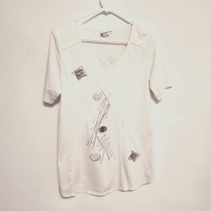 Cream color short sleeve casual top